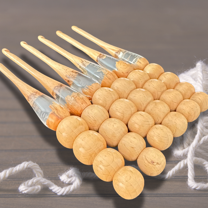 Ergonomic Wooden Crochet Hooks – Set of 3 (3mm, 5mm, 10mm) | Perfect Gift for Crochet Lovers | Smooth Wooden Yarn Hooks