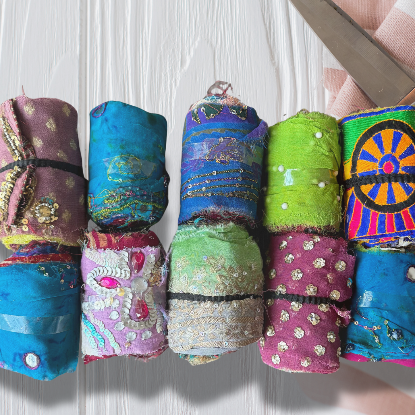 Assorted Embroidered silk ribbon
