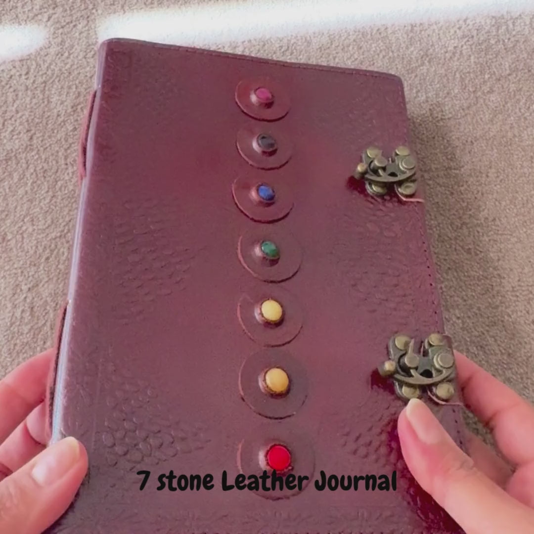Large Seven Stone Leather Journal video showing the journal from inside out