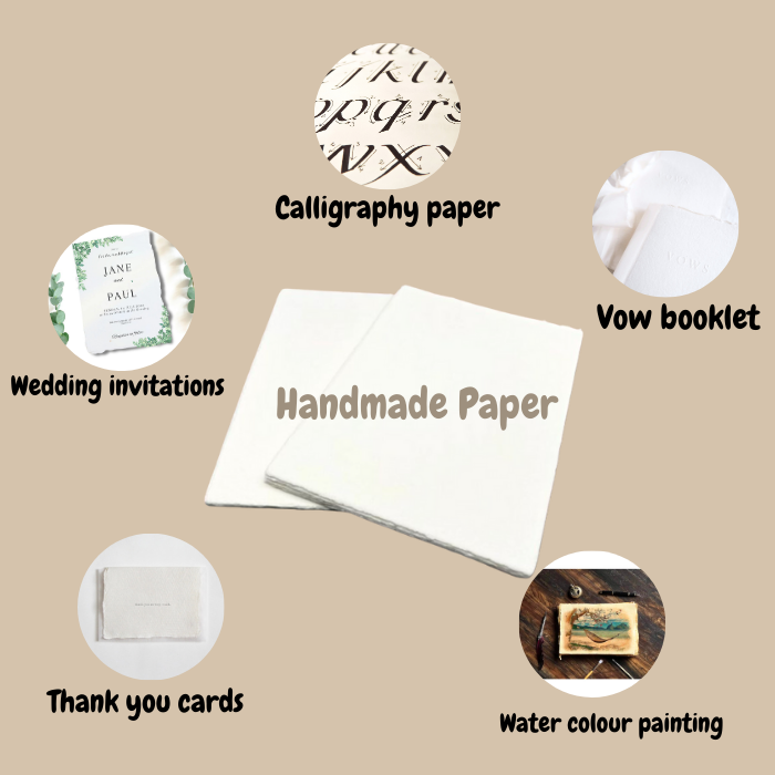 150 GSM handmade paper used as calligraphy paper, Vow booklet, Water colour painting, thank you cards & wedding invitations