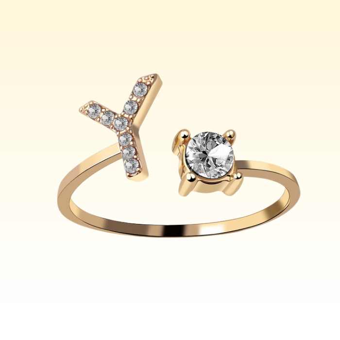 Adjustable Rings with Initial Letter Y in gold