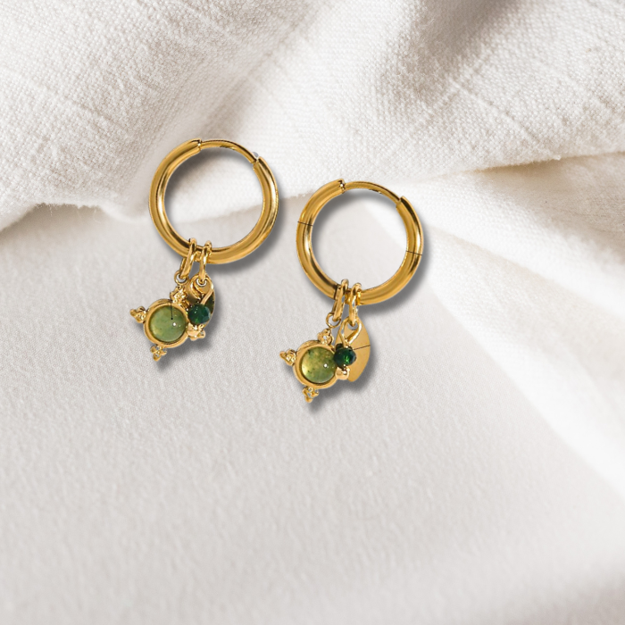 Adira Aventurine 18K Gold Plated Earrings