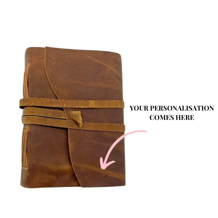 Personalisation details for Gideon leather journal personalised