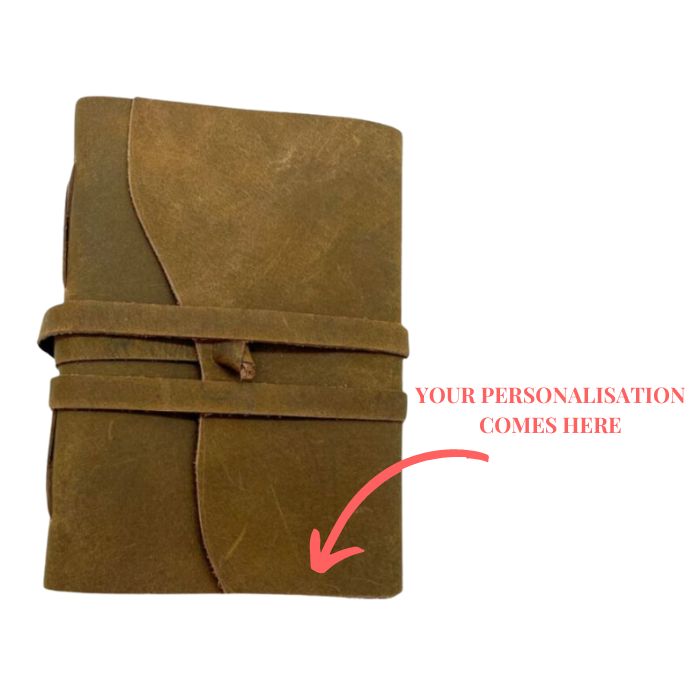 Personalisation details for brown leather journal