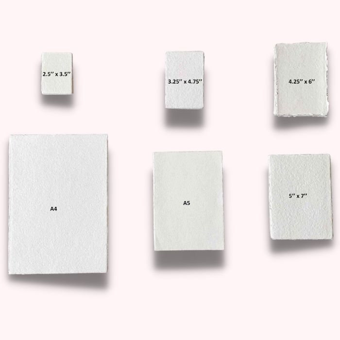 Direct sizes of 300 gsm handmade paper with deckled edge. 