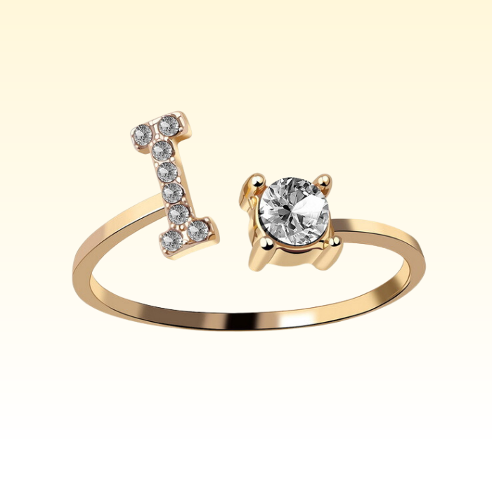 Adjustable Rings with Initial Letter I in gold