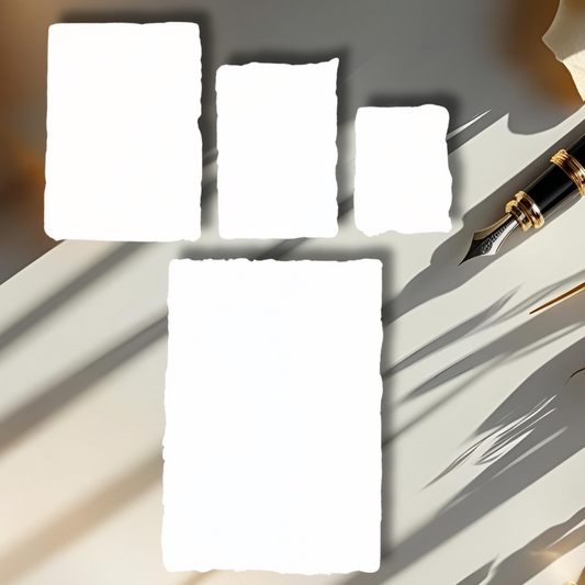 Calligraphy Sample Pack with 3 different sizes on an asthetic background with a fountain pen on the side