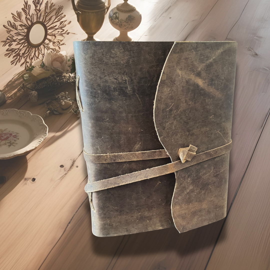 Personalised gifts for him placed on an asthetic wooden table.
