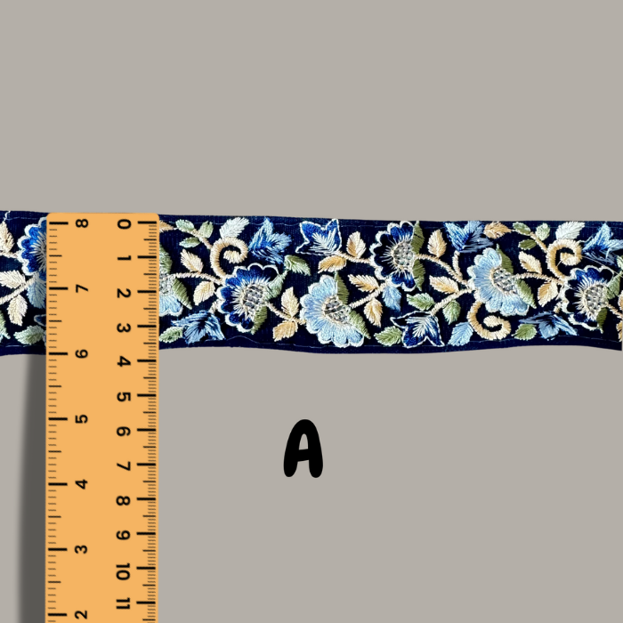 Floral Embroidered Ribbons with measurement