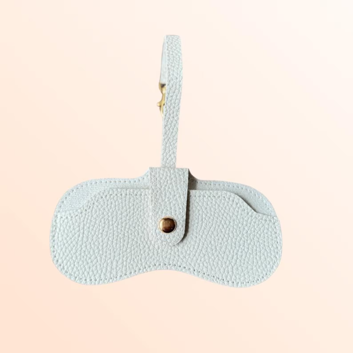 Showing white reading Glasses case leather