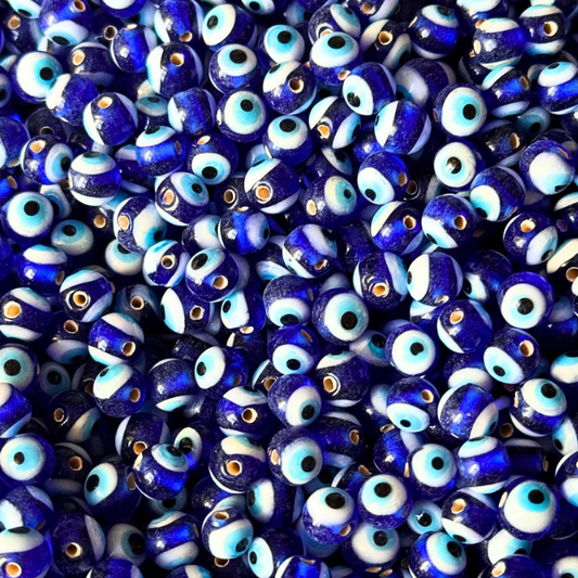 Close up of Handmade Evil Eye Beads 5mm