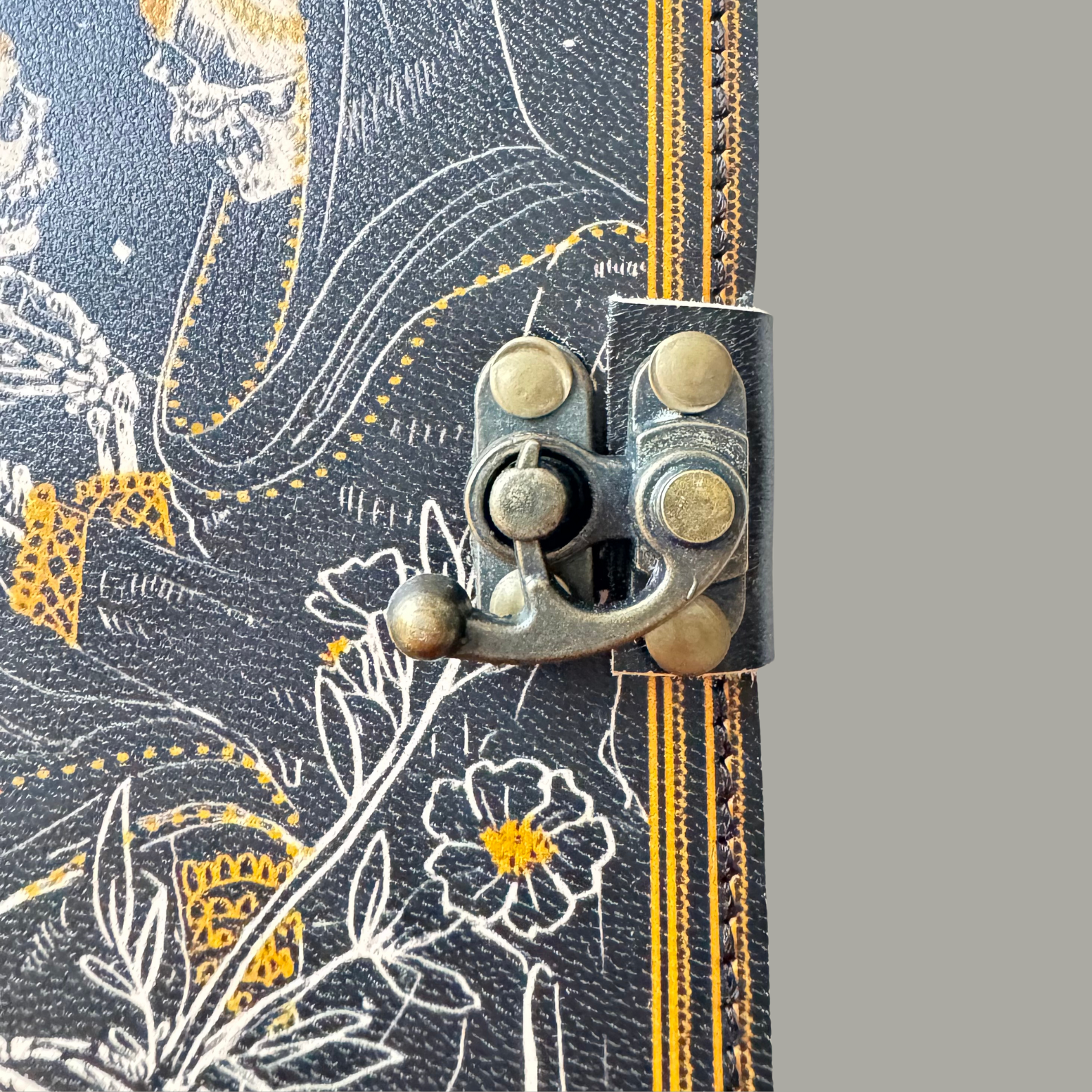 Handmade embossed journal with brass lock