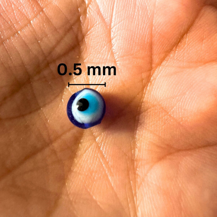 Showing measurement of a single Handmade Evil Eye Beads 5mm