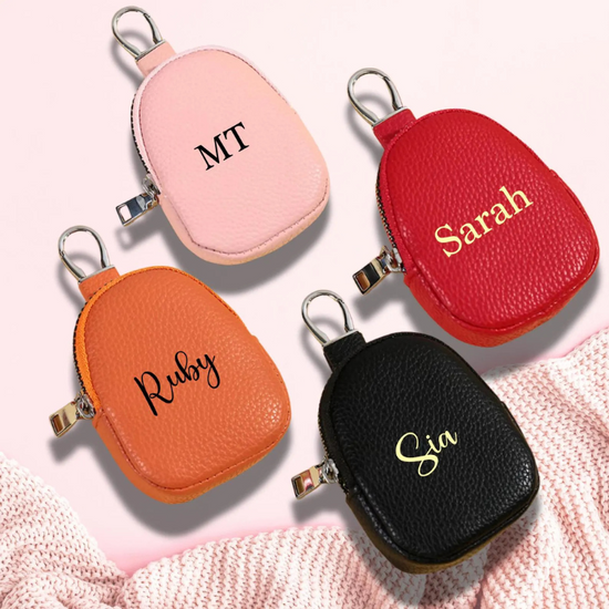 A video showing coin purse with key ring in use 