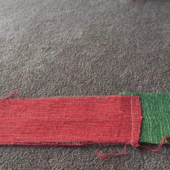 video of red and green Recycled Silk Noil Ribbon 