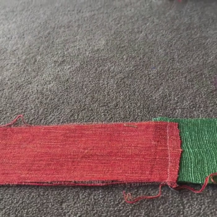 video of red and green Recycled Silk Noil Ribbon 