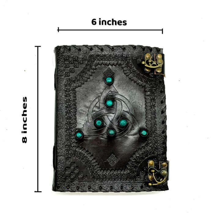 Measurements details for Black Leather Journal with 7 blue stones
