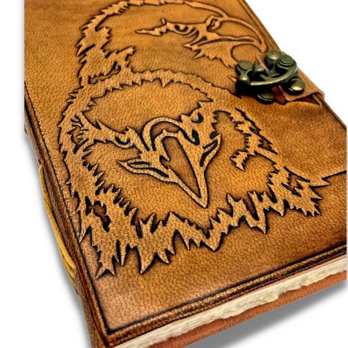 Ava Eagle Leather Journal Personalised with brass lock