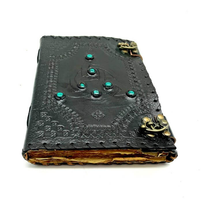 Black Leather Journal with 2 brass locks