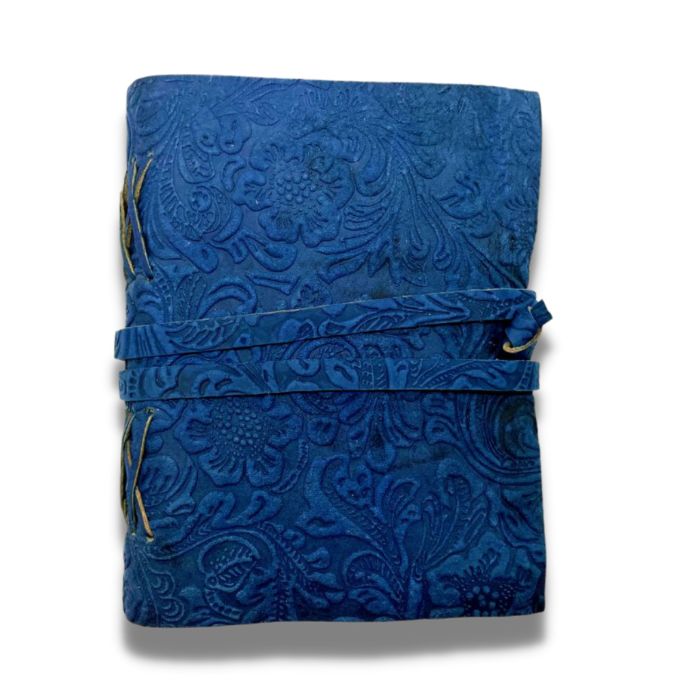 Harper soft cover notebook in blue with floral embossed design