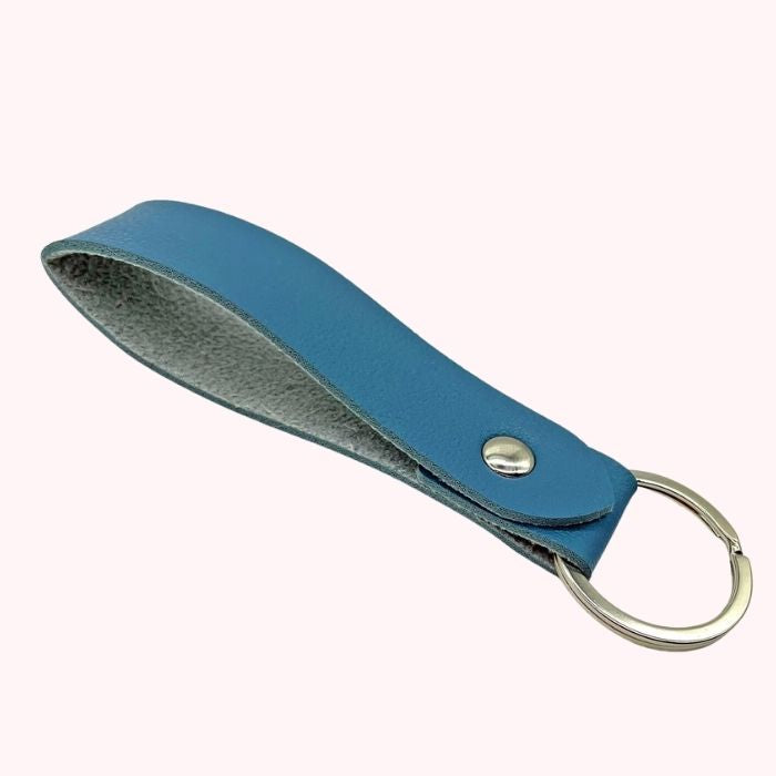 Blue personalised leather keyring australia